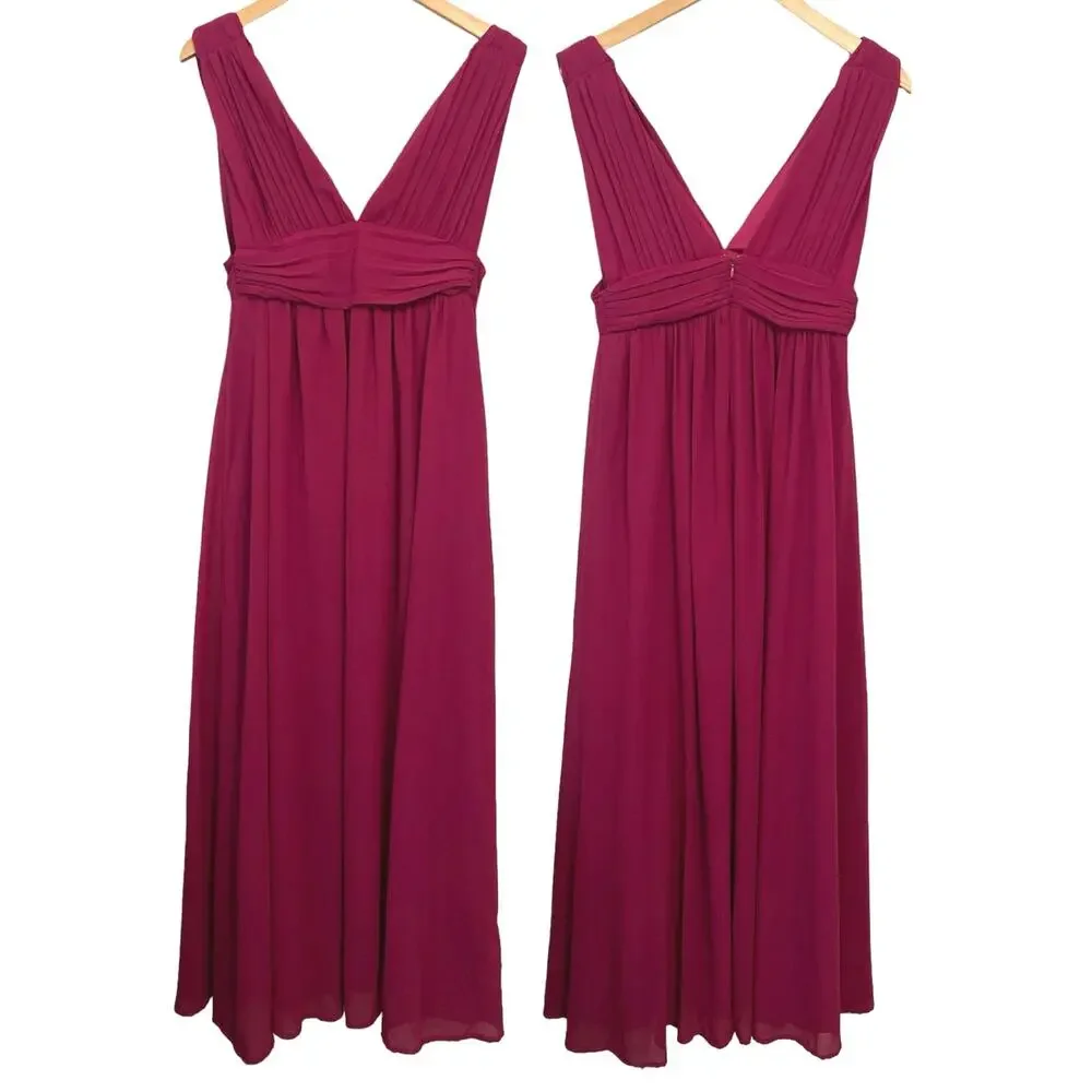 Lulu’s Womens Heavenly Hues Magenta Maxi Dress Deep V Evening Formal Prom XS - Picture 2 of 10